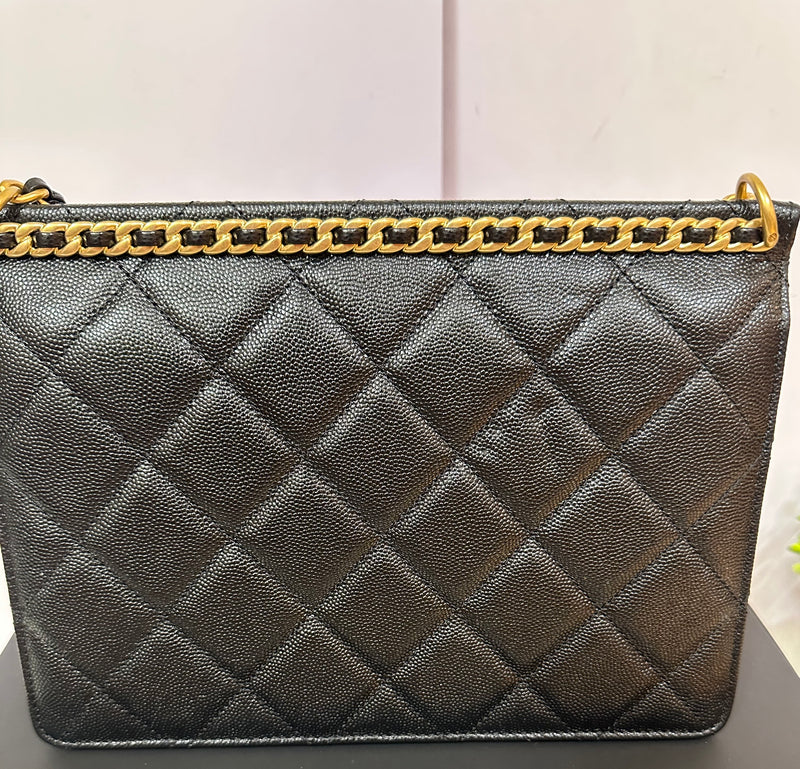 CHANEL Caviar Quilted Wallet on Chain Flapbag Black