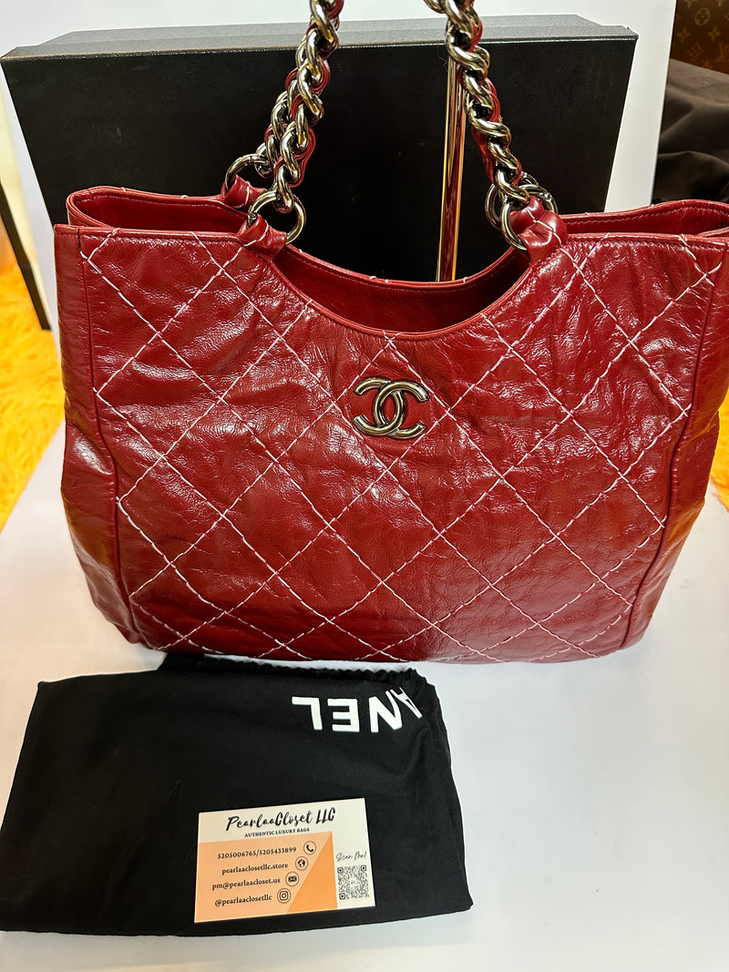 CHANEL Quilted Stitch Chain Tote