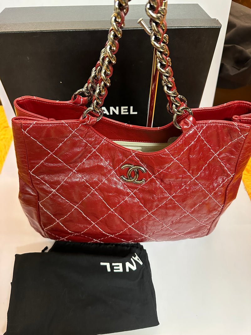 CHANEL Quilted Stitch Chain Tote