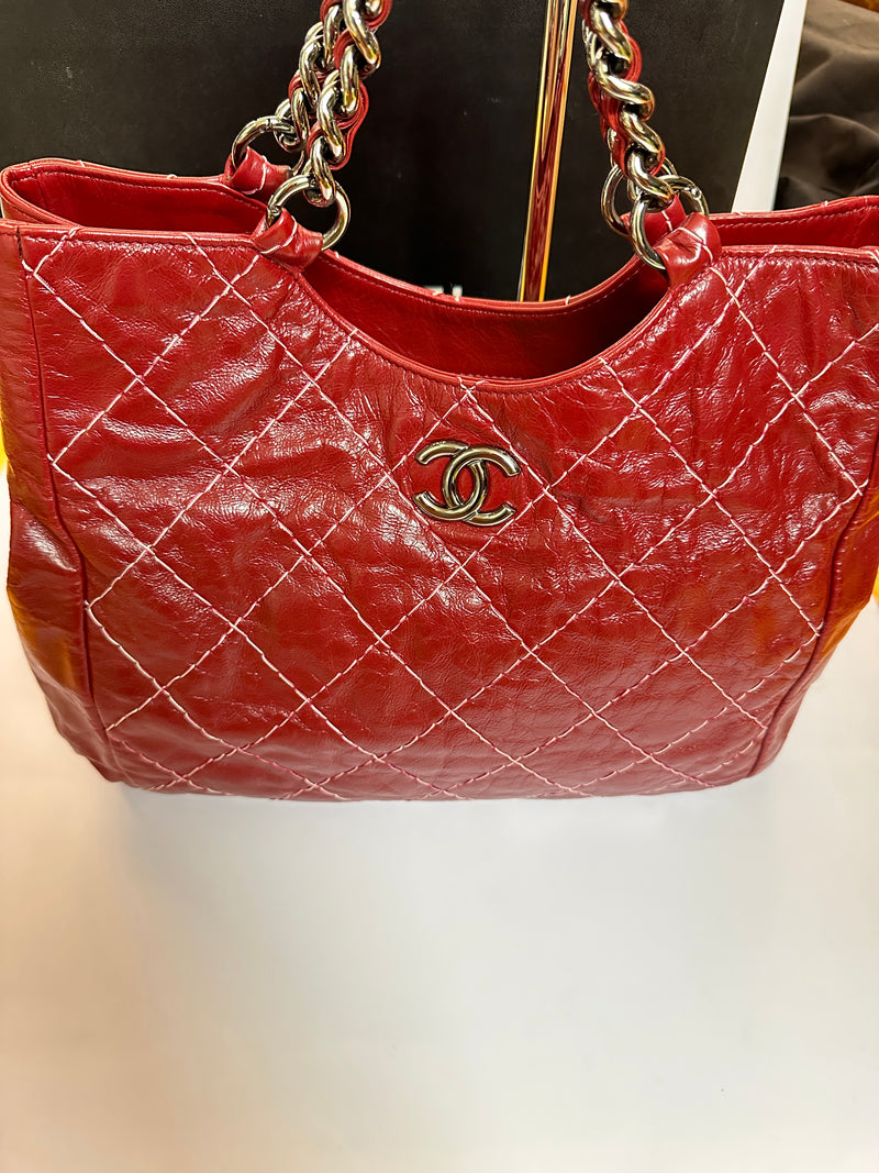 CHANEL Quilted Stitch Chain Tote