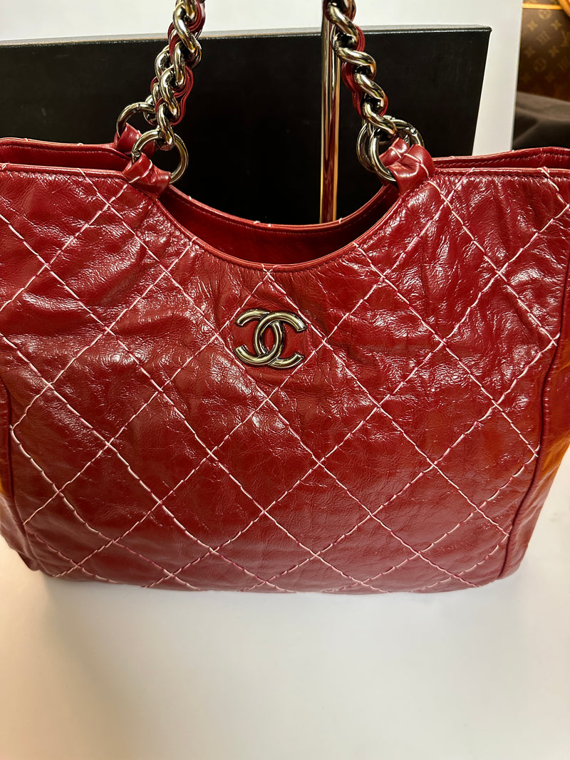 CHANEL Quilted Stitch Chain Tote