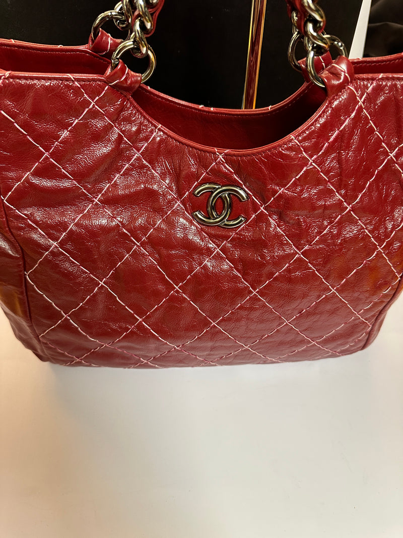 CHANEL Quilted Stitch Chain Tote