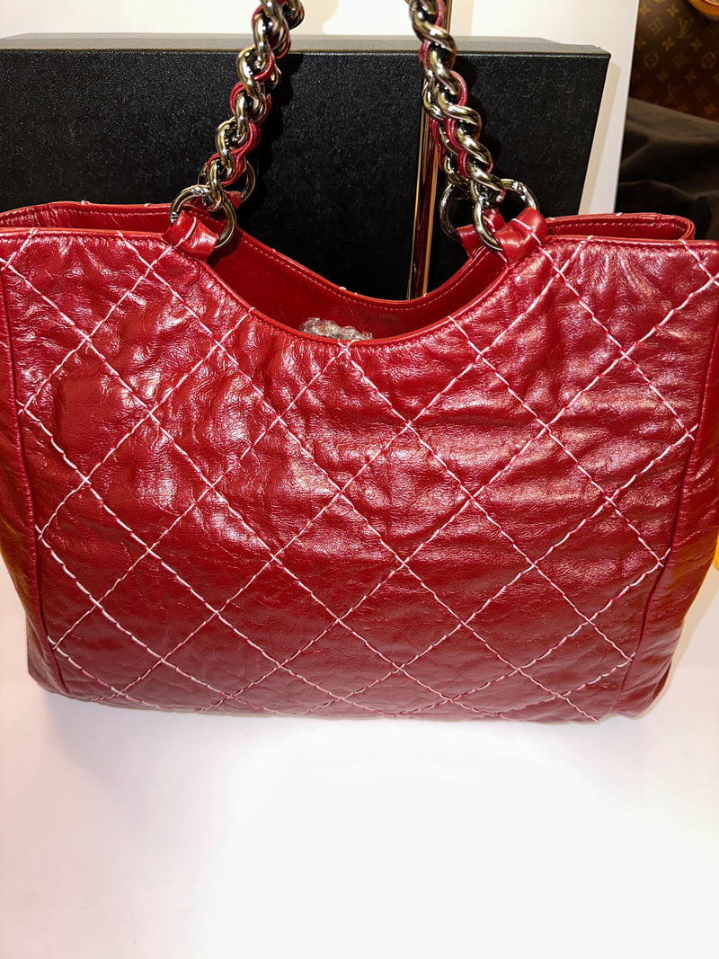 CHANEL Quilted Stitch Chain Tote