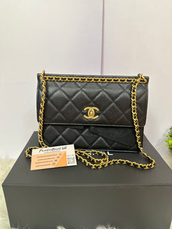 CHANEL Caviar Quilted Wallet on Chain Flapbag Black