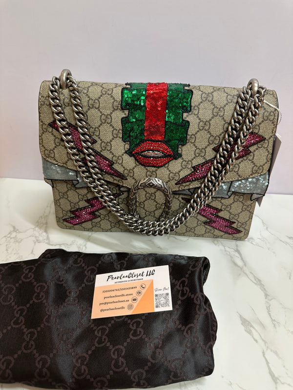 GUCCI Supreme Canvas Embroidered Sequin Dionysus