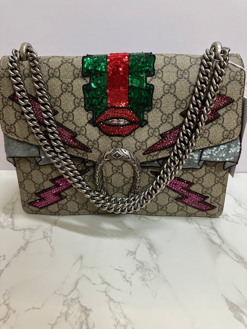 GUCCI Supreme Canvas Embroidered Sequin Dionysus