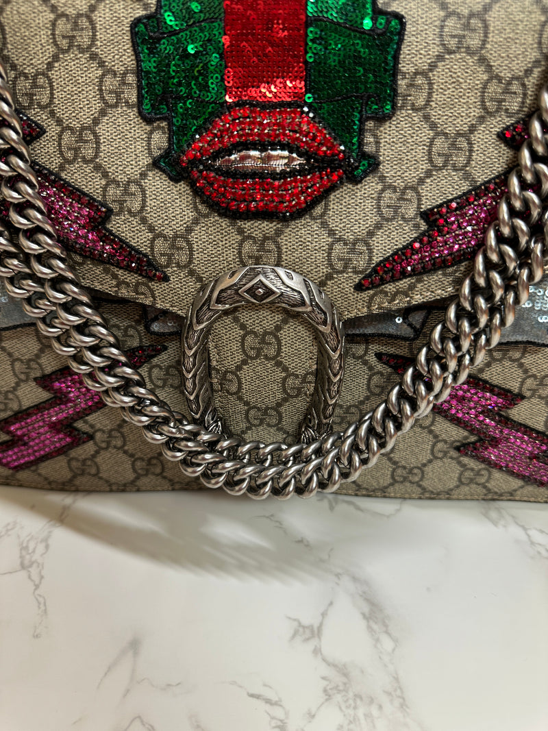 GUCCI Supreme Canvas Embroidered Sequin Dionysus