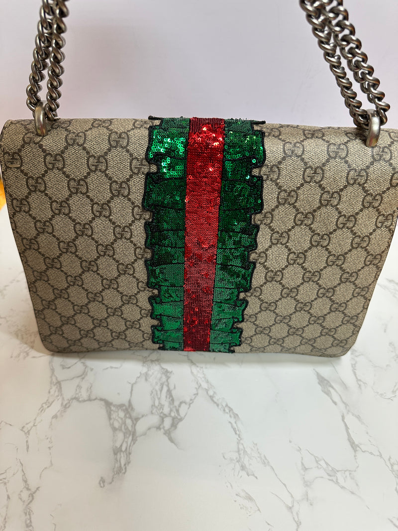 GUCCI Supreme Canvas Embroidered Sequin Dionysus