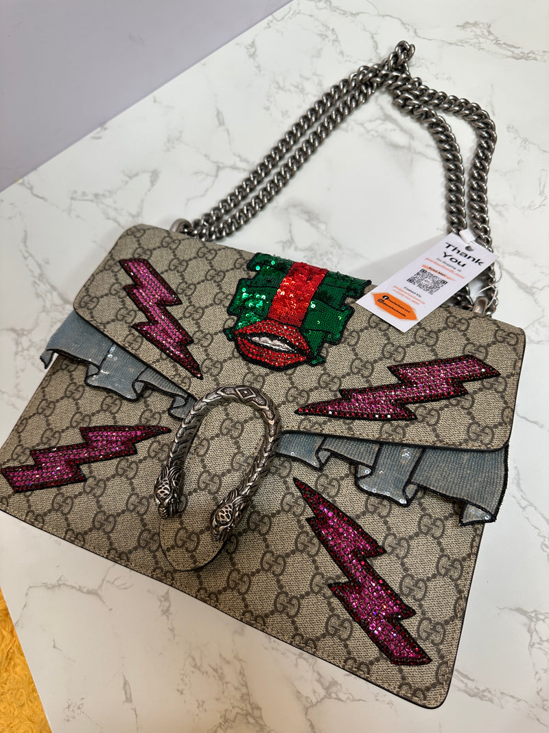 GUCCI Supreme Canvas Embroidered Sequin Dionysus