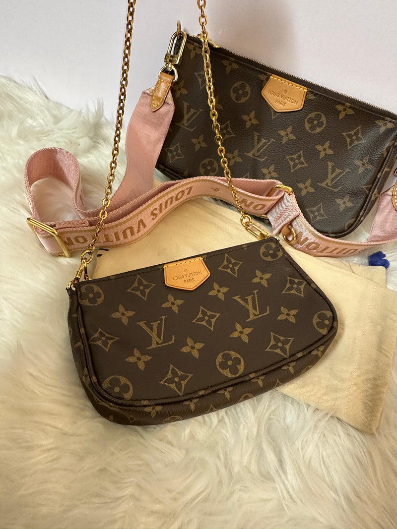 LOUIS VUITTON Monogram Multi Pochette Accessories Rose Clair