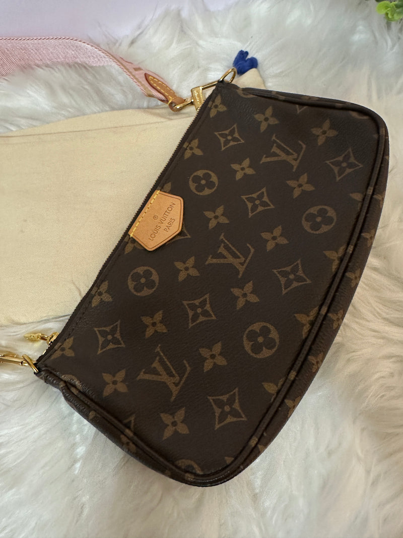 LOUIS VUITTON Monogram Multi Pochette Accessories Rose Clair