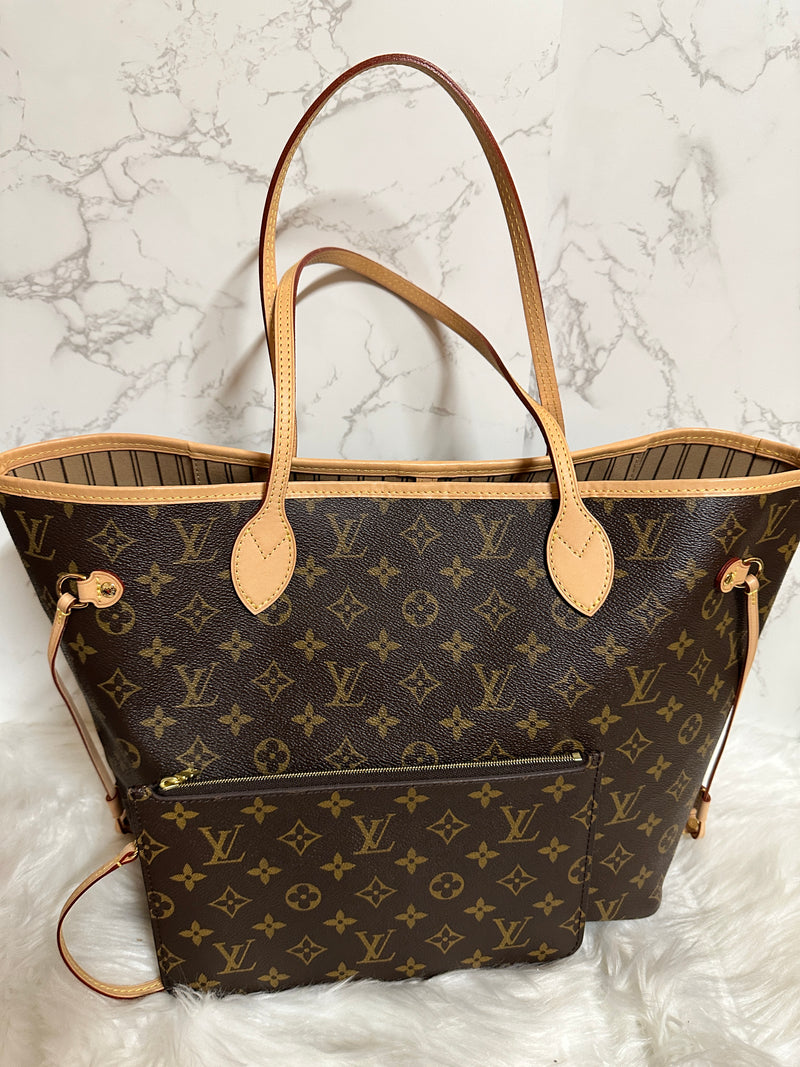 LOUIS VUITTON Monogram Neverfull MM Beige Interior