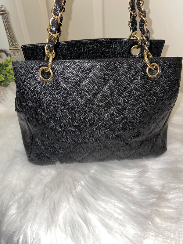 CHANEL Black Caviar Leather Tote