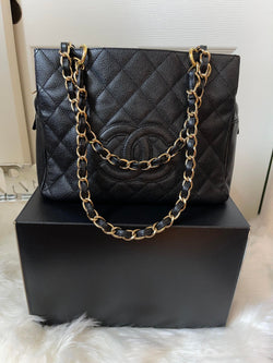 CHANEL Black Caviar Leather Tote