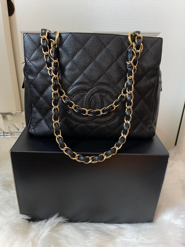 CHANEL Black Caviar Leather Tote