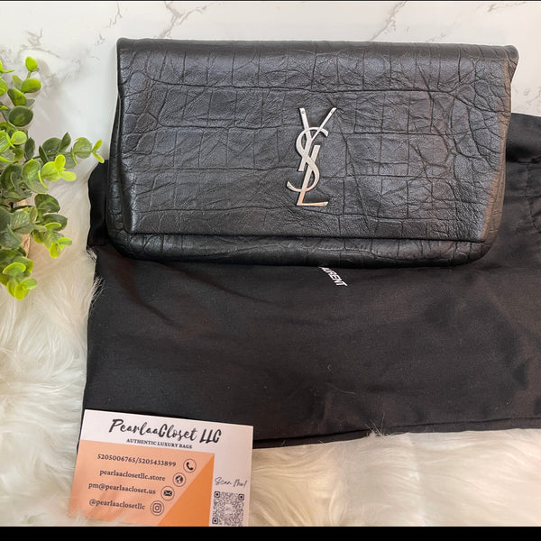 YSL Croc-Effect Clutch