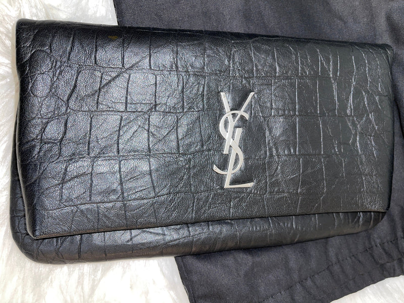 YSL Croc-Effect Clutch