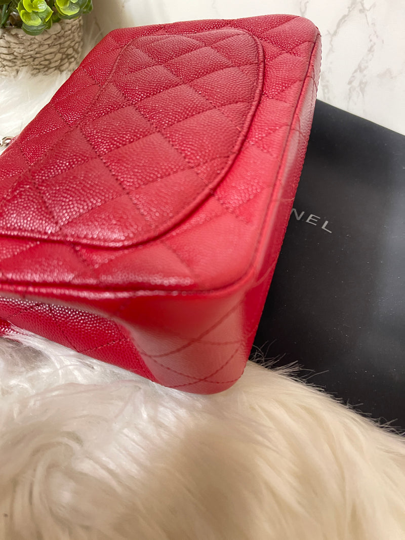 CHANEL 17B Red Caviar Square Mini Classic Flap