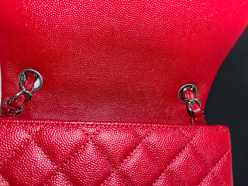 CHANEL 17B Red Caviar Square Mini Classic Flap