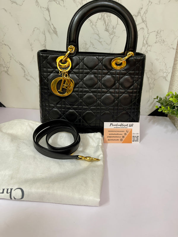 CHRISTIAN DIOR Lady Dior Black - Medium