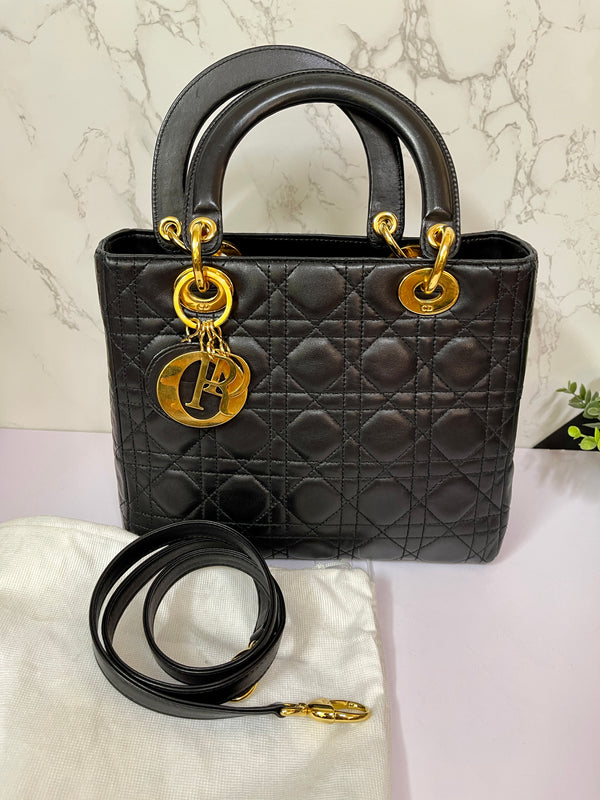 CHRISTIAN DIOR Lady Dior Black - Medium