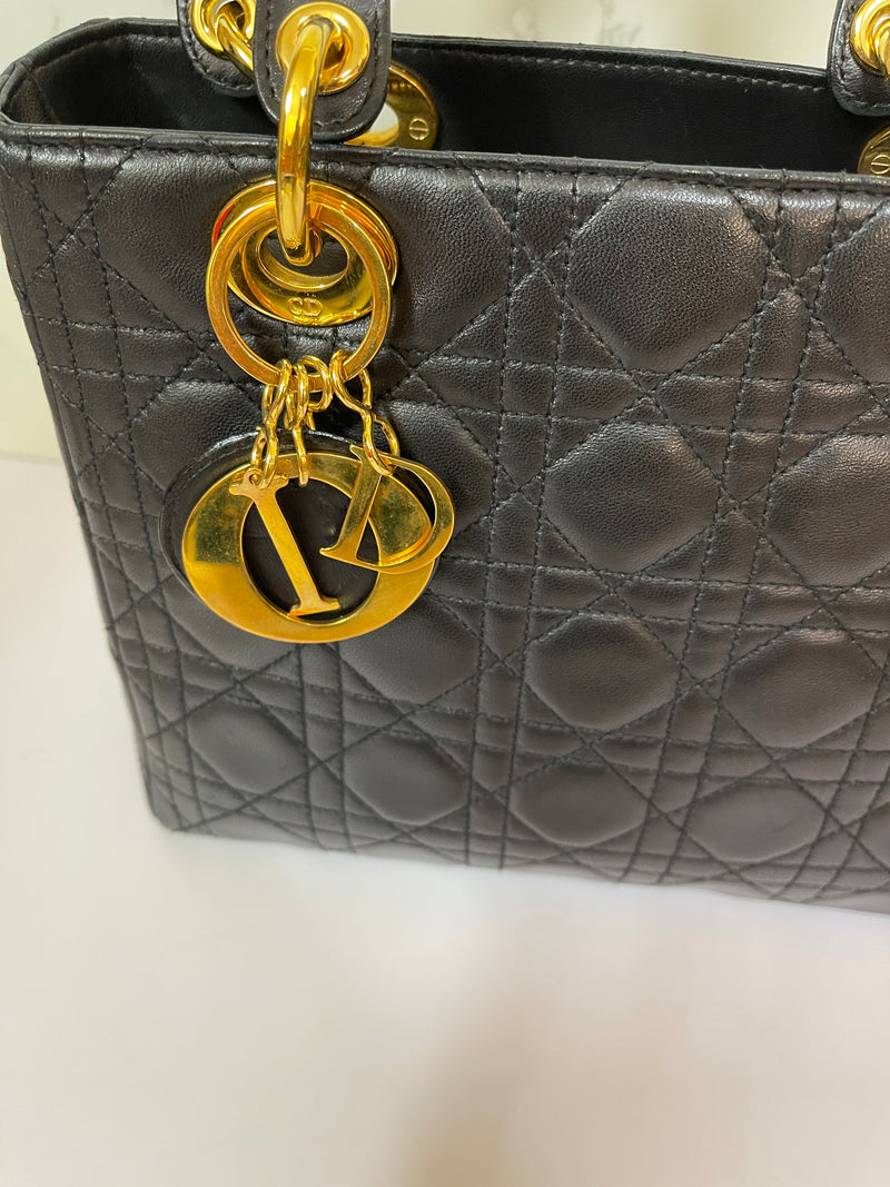 CHRISTIAN DIOR Lady Dior Black - Medium