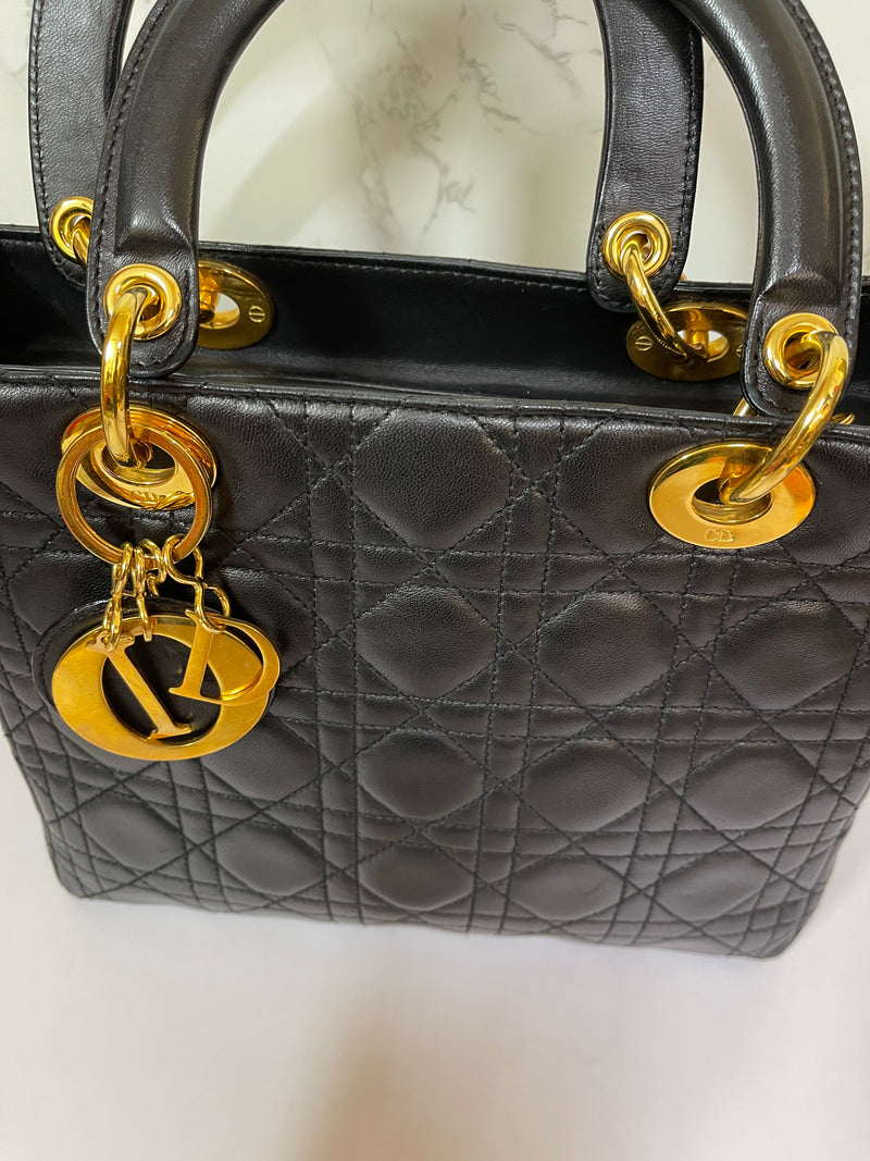 CHRISTIAN DIOR Lady Dior Black - Medium