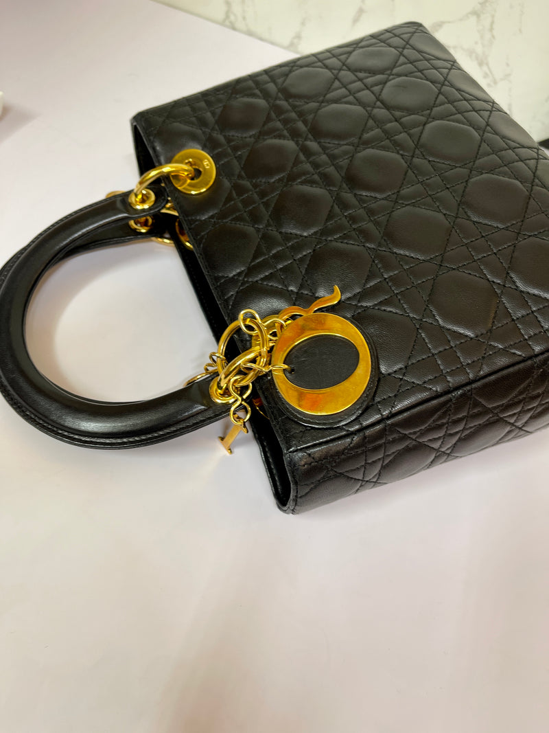 CHRISTIAN DIOR Lady Dior Black - Medium