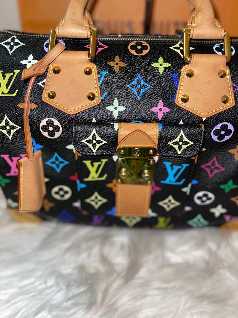 LOUIS VUITTON Monogram Multicolor Speedy 30 Bag - Black