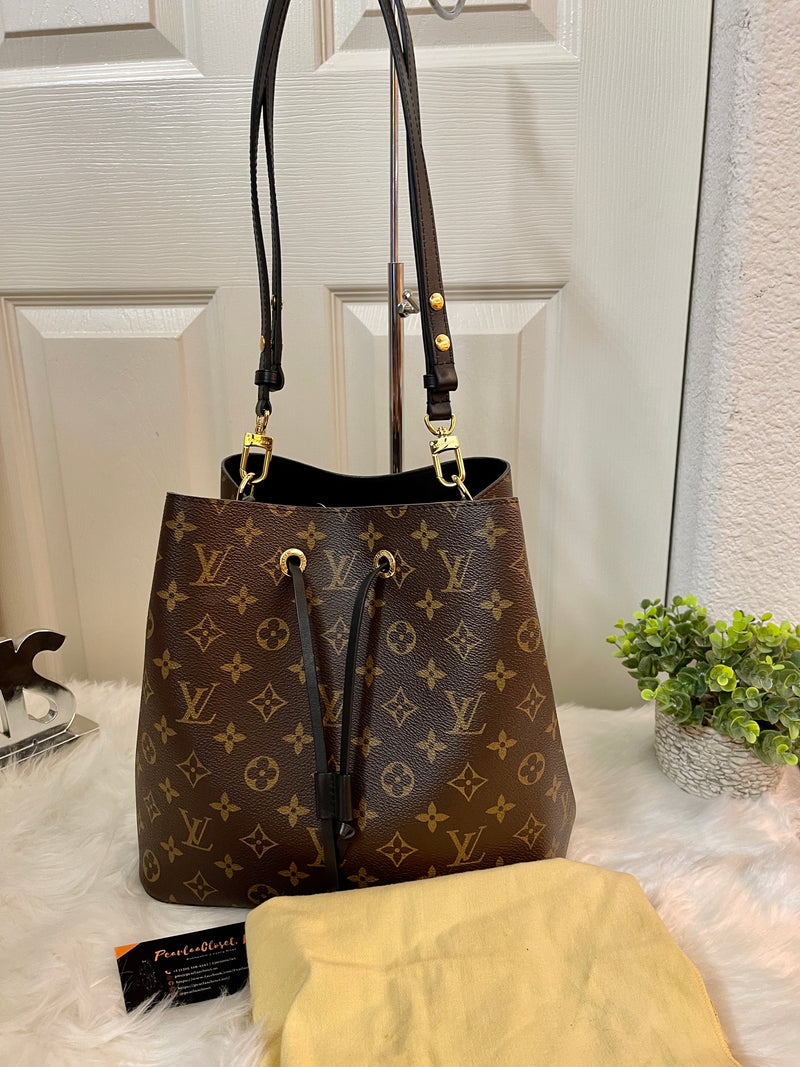 LOUIS VUITTON Black Monogram Canvas Neonoe Bag