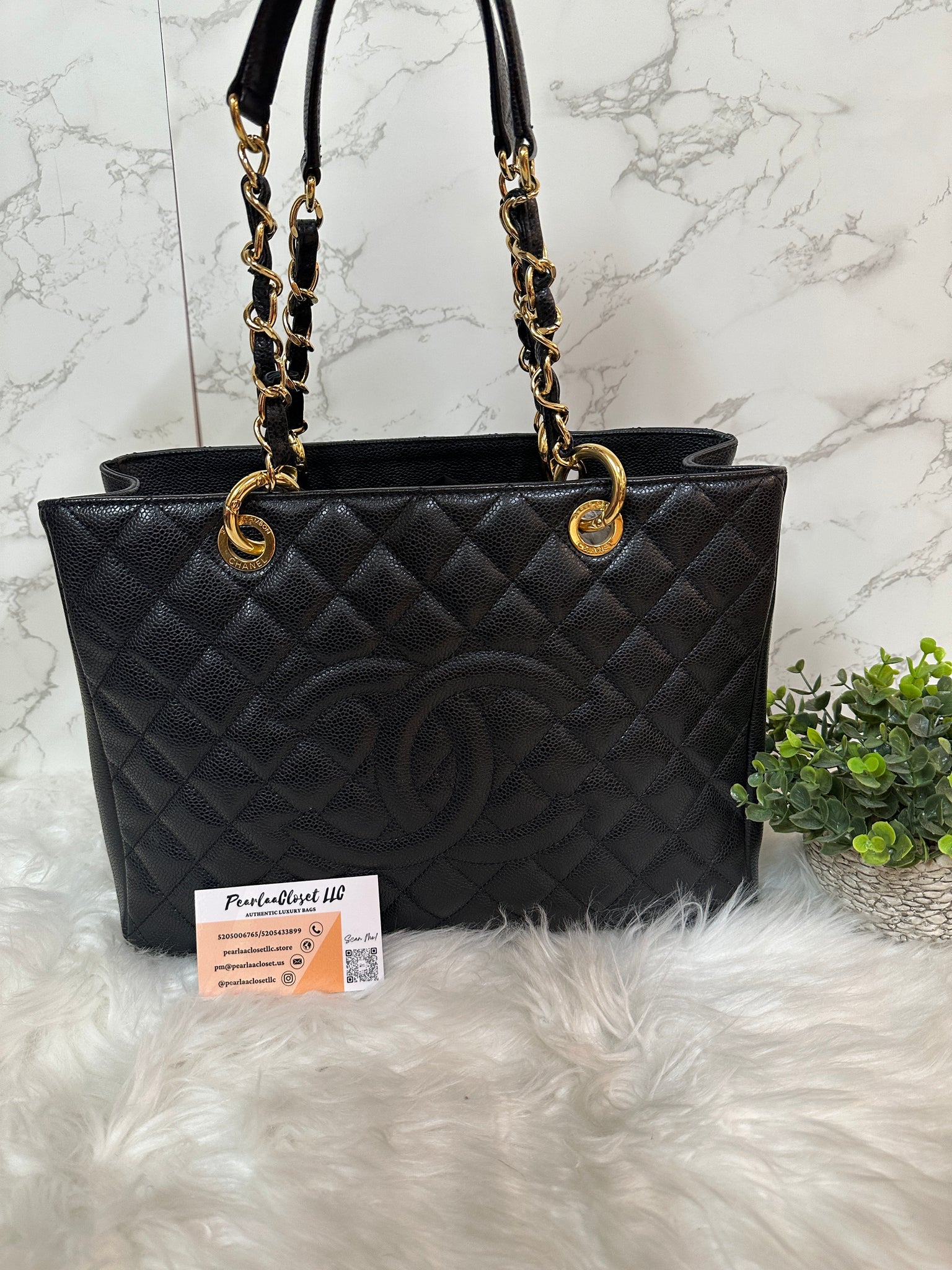 CHANEL Black Caviar Leather Grand Shopping Tote Bag-US