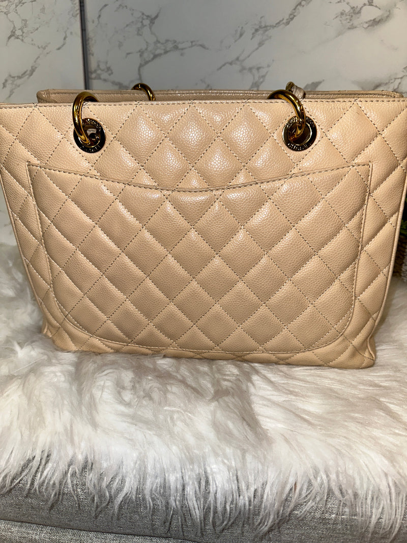 CHANEL Caviar Grand Shopping Tote GST Beige