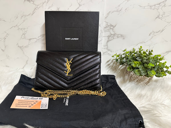 YSL Envelope Wallet on Chain - Black