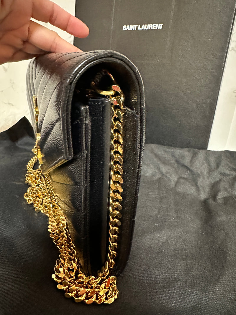 YSL Envelope Wallet on Chain - Black