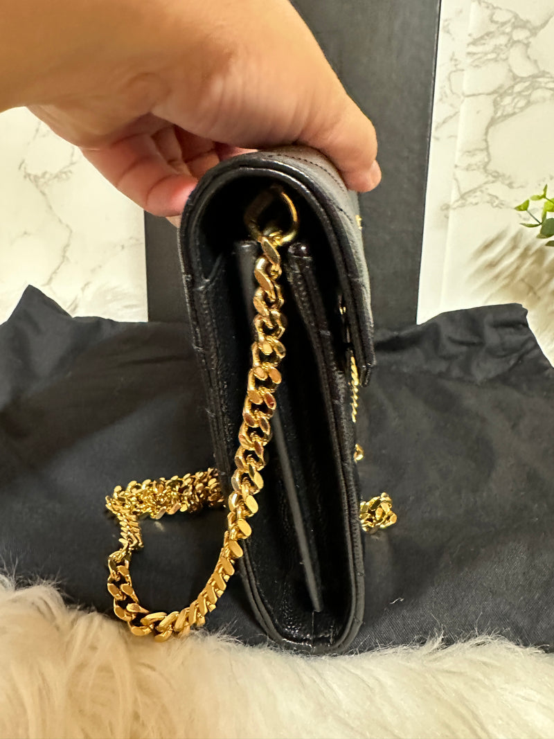 YSL Envelope Wallet on Chain - Black