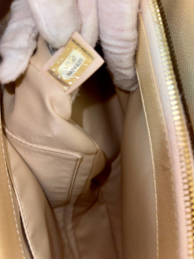 CHANEL Quilted Caviar Grand Shopping Tote GHW Beige