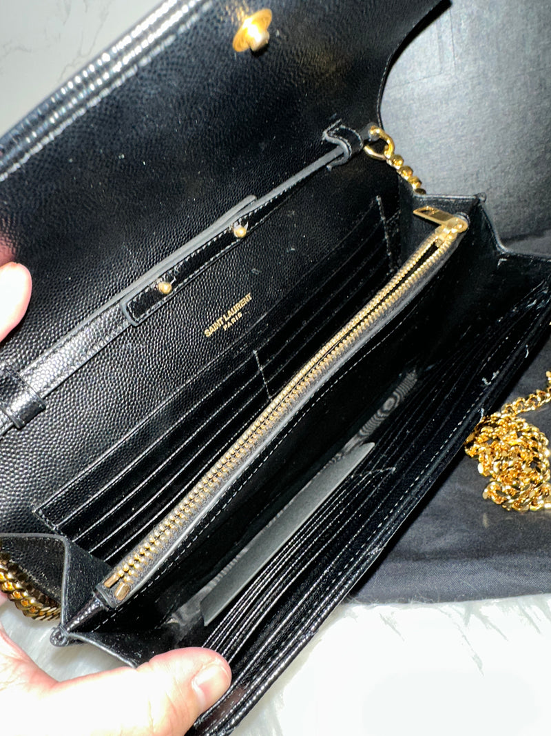 YSL Envelope Wallet on Chain - Black