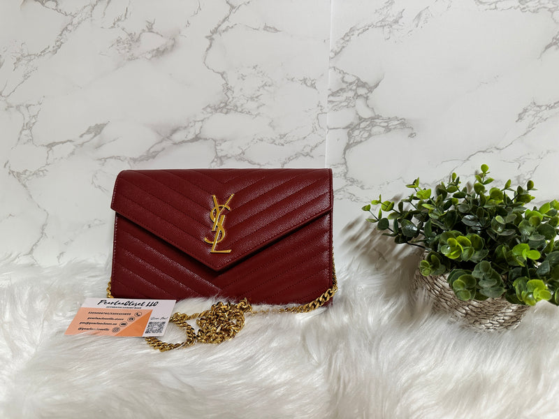 YSL Quilted Envelope Wallet on Chain