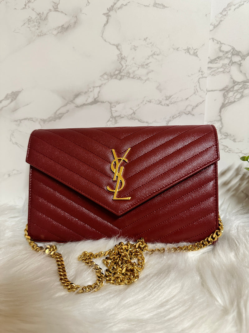 YSL Quilted Envelope Wallet on Chain