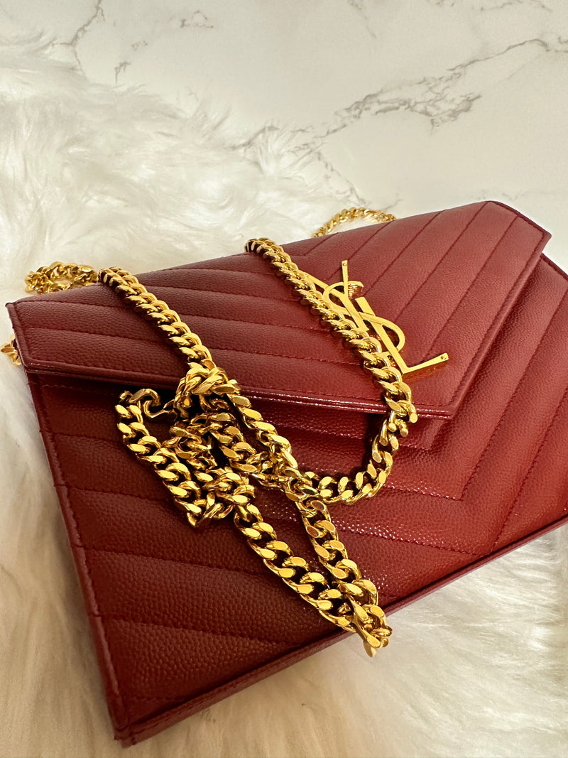 YSL Quilted Envelope Wallet on Chain