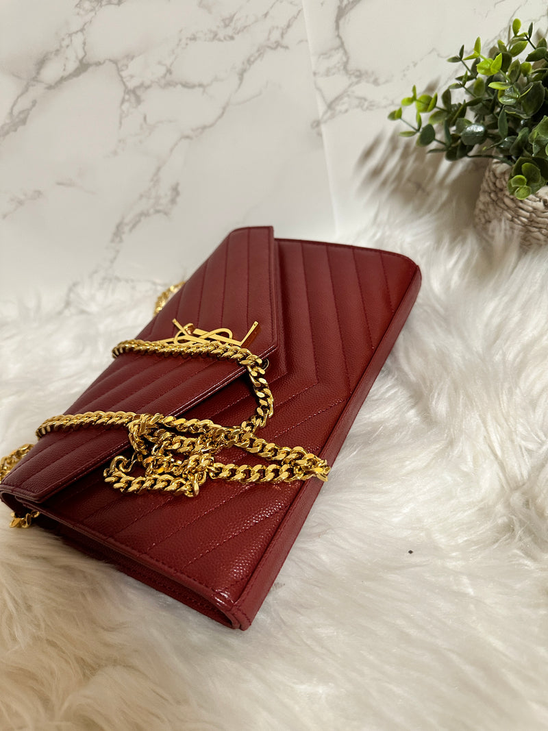 YSL Quilted Envelope Wallet on Chain