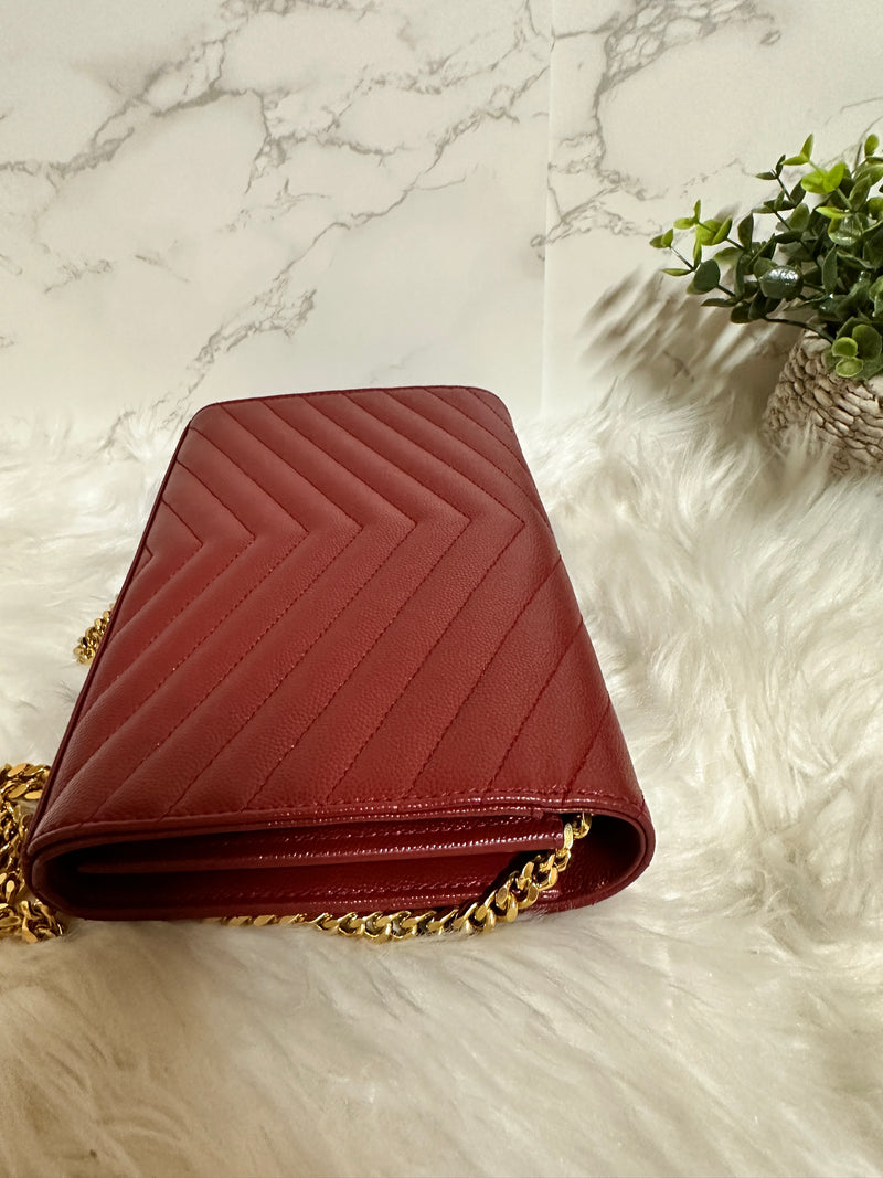 YSL Quilted Envelope Wallet on Chain