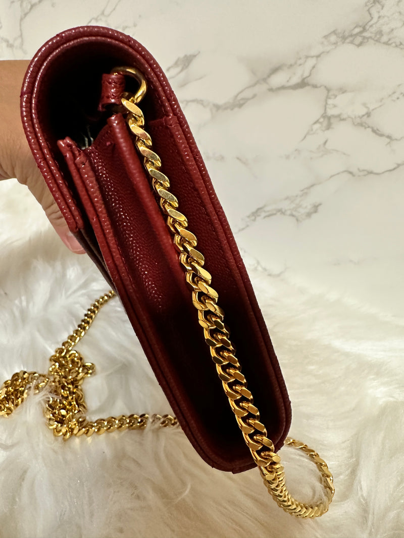 YSL Quilted Envelope Wallet on Chain