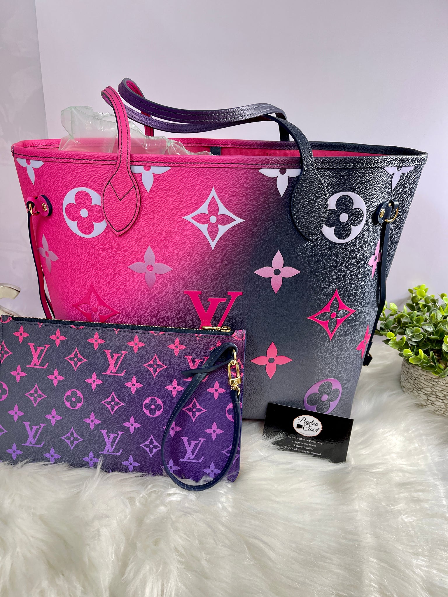 Louis Vuitton Monogram Midnight Fuchsia Neverfull MM Tote Bag with Pouch  62lv511 at 1stDibs