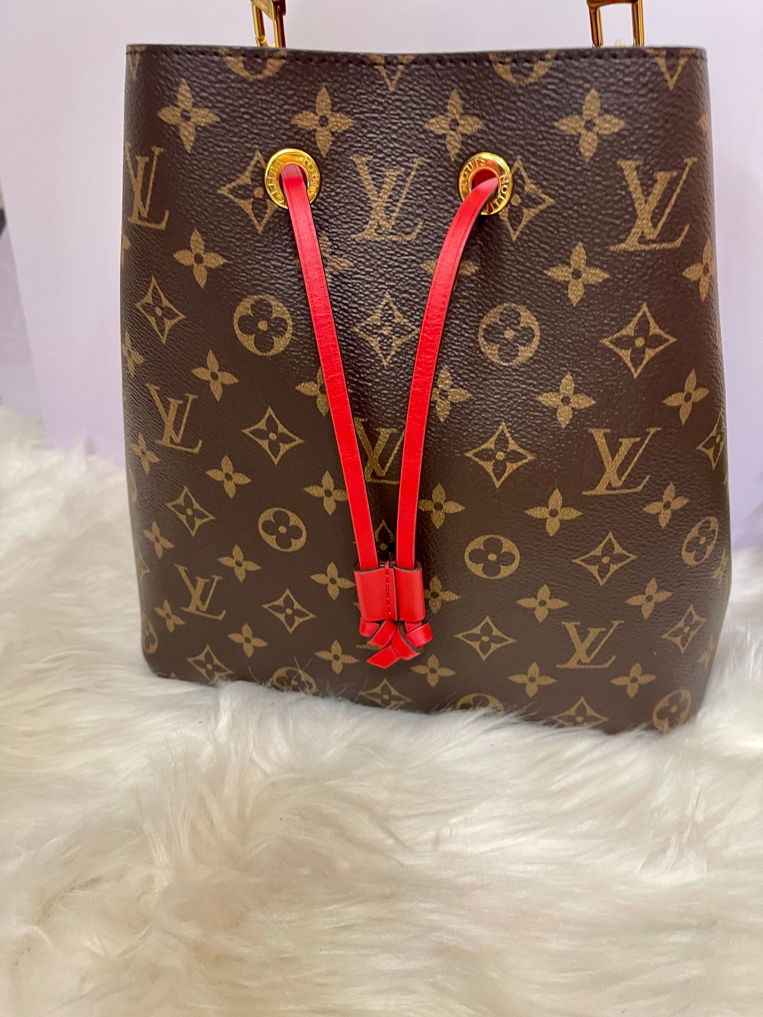 Louis Vuitton Monogram Neonoe Mm Coquelicot Red Coated Canvas Hobo Bag